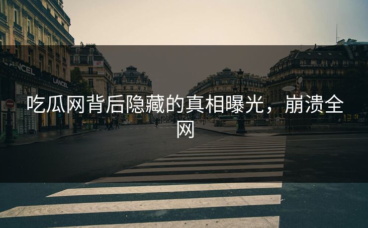 吃瓜网背后隐藏的真相曝光，崩溃全网