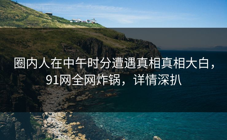 圈内人在中午时分遭遇真相真相大白，91网全网炸锅，详情深扒