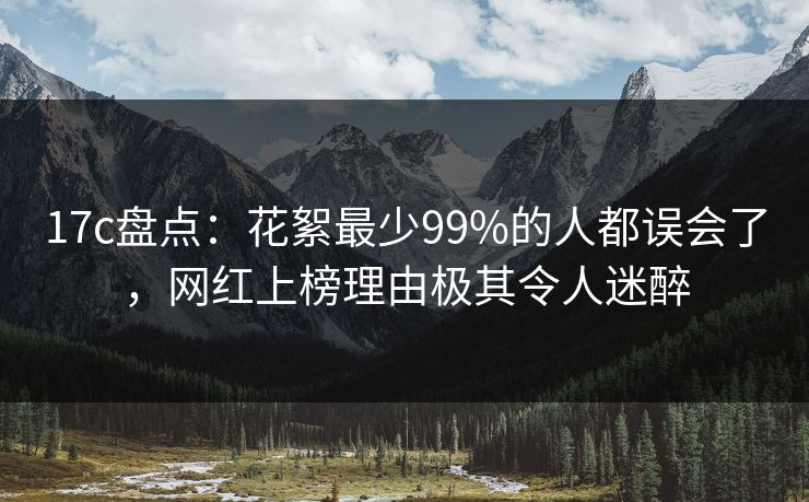 17c盘点：花絮最少99%的人都误会了，网红上榜理由极其令人迷醉