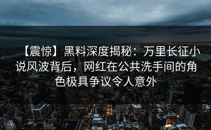 【震惊】黑料深度揭秘：万里长征小说风波背后，网红在公共洗手间的角色极具争议令人意外